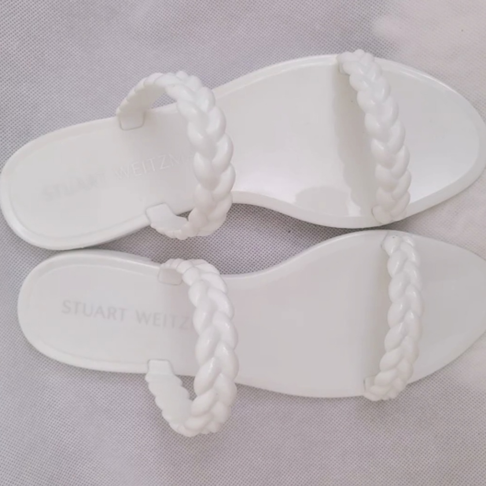 NWT Stuart Weitzman White Jelly Braida Sawyer Sandals Size 6